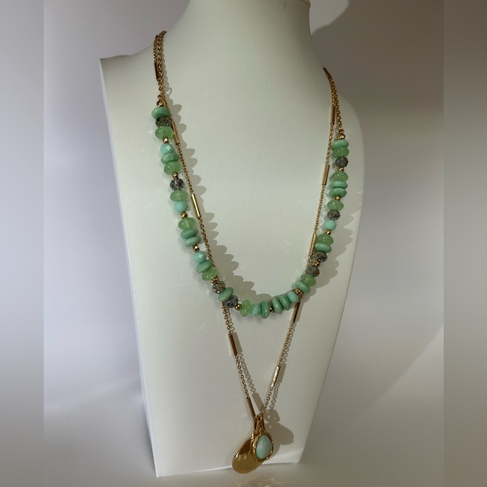 Style & Co. Gold and Green Beaded Necklace - Picture 4 of 6